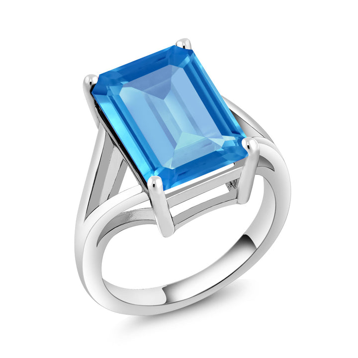 5-10 Cttw Gemstone Birthstone Solitaire Engagement Ring For Women | 925 Sterling Silver | 14X10MM Emerald Cut | Wedding Anniversary Promise Ring For Women | Available In Size 5-9