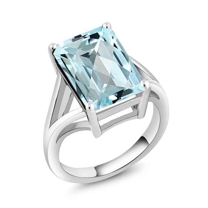 5-10 Cttw Gemstone Birthstone Solitaire Engagement Ring For Women | 925 Sterling Silver | 14X10MM Emerald Cut | Wedding Anniversary Promise Ring For Women | Available In Size 5-9