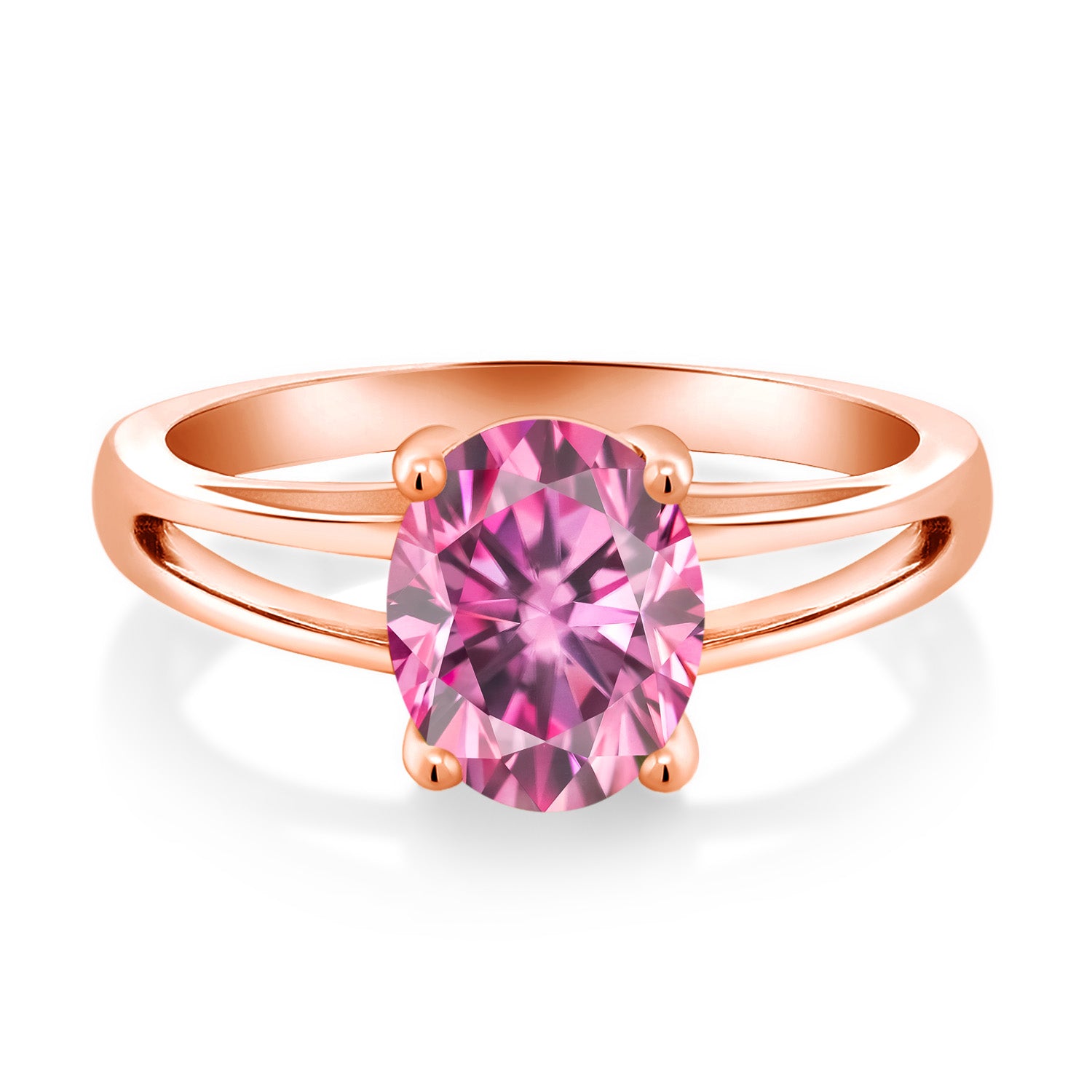 Pink Moissanite - April_9_Ring in 925 Rose Gold Plated Silver