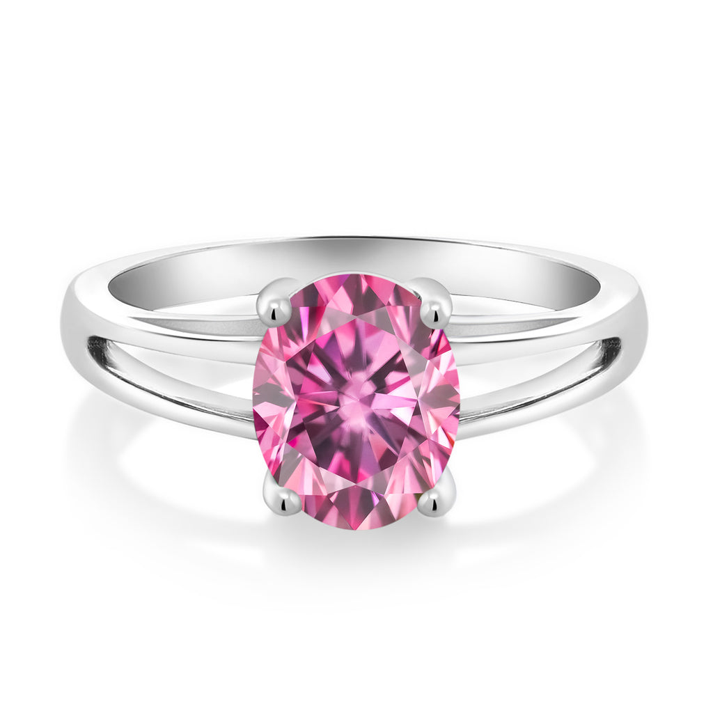 Pink Moissanite_7_Ring in 925 Sterling Silver