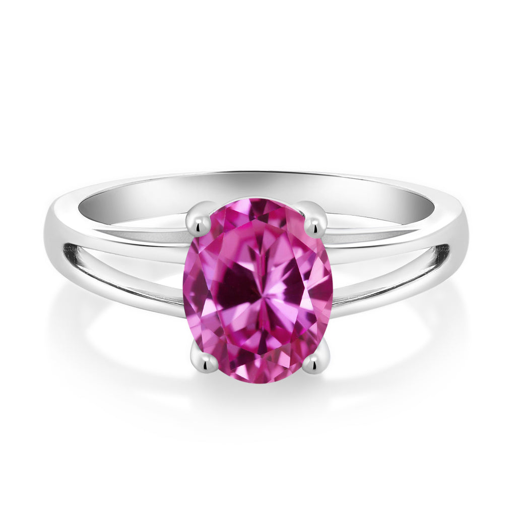 Pink Created Sapphire_9_Ring in 925 Sterling Silver