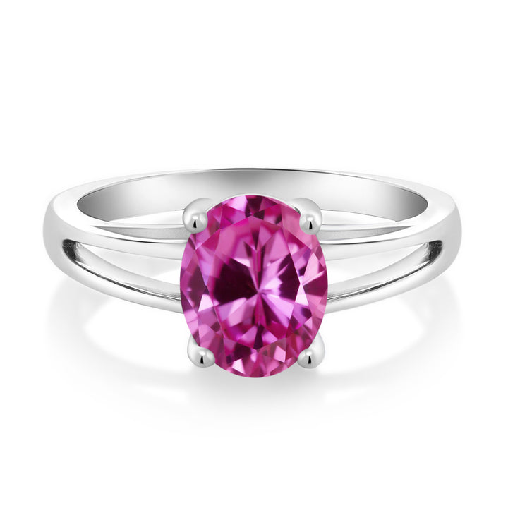 Pink Created Sapphire_5_Ring in 925 Sterling Silver