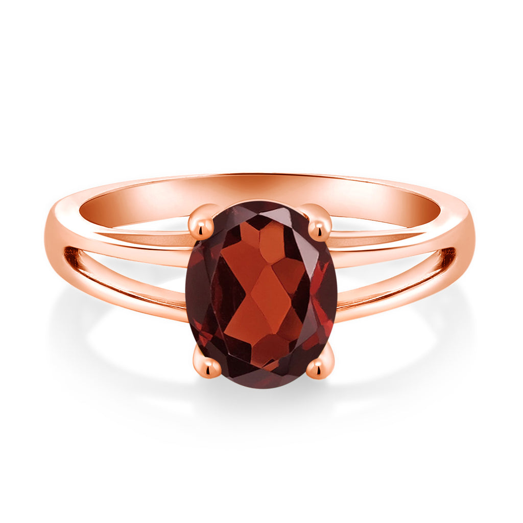 Garnet - January_5_Ring in 925 Rose Gold Plated Silver