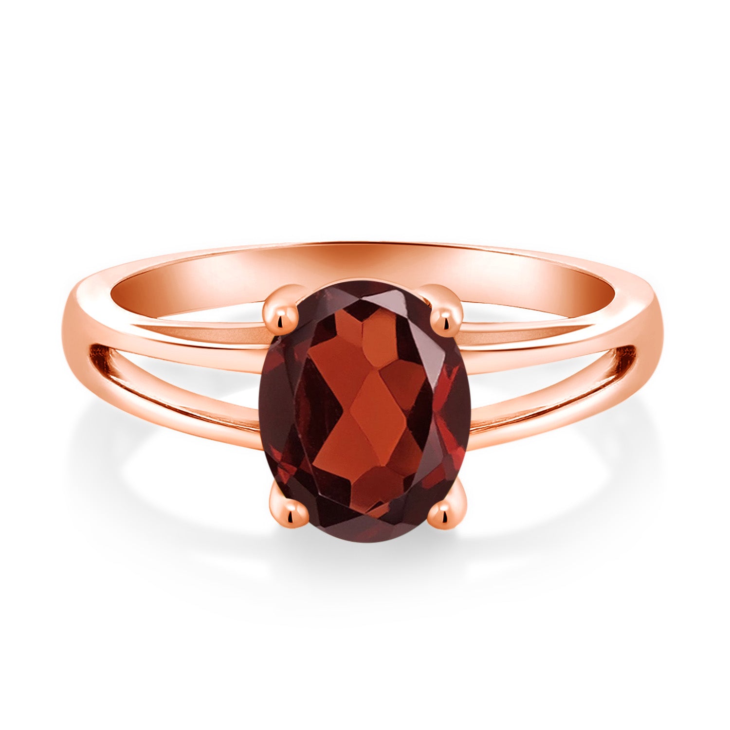 Garnet - January_8_Ring in 925 Rose Gold Plated Silver