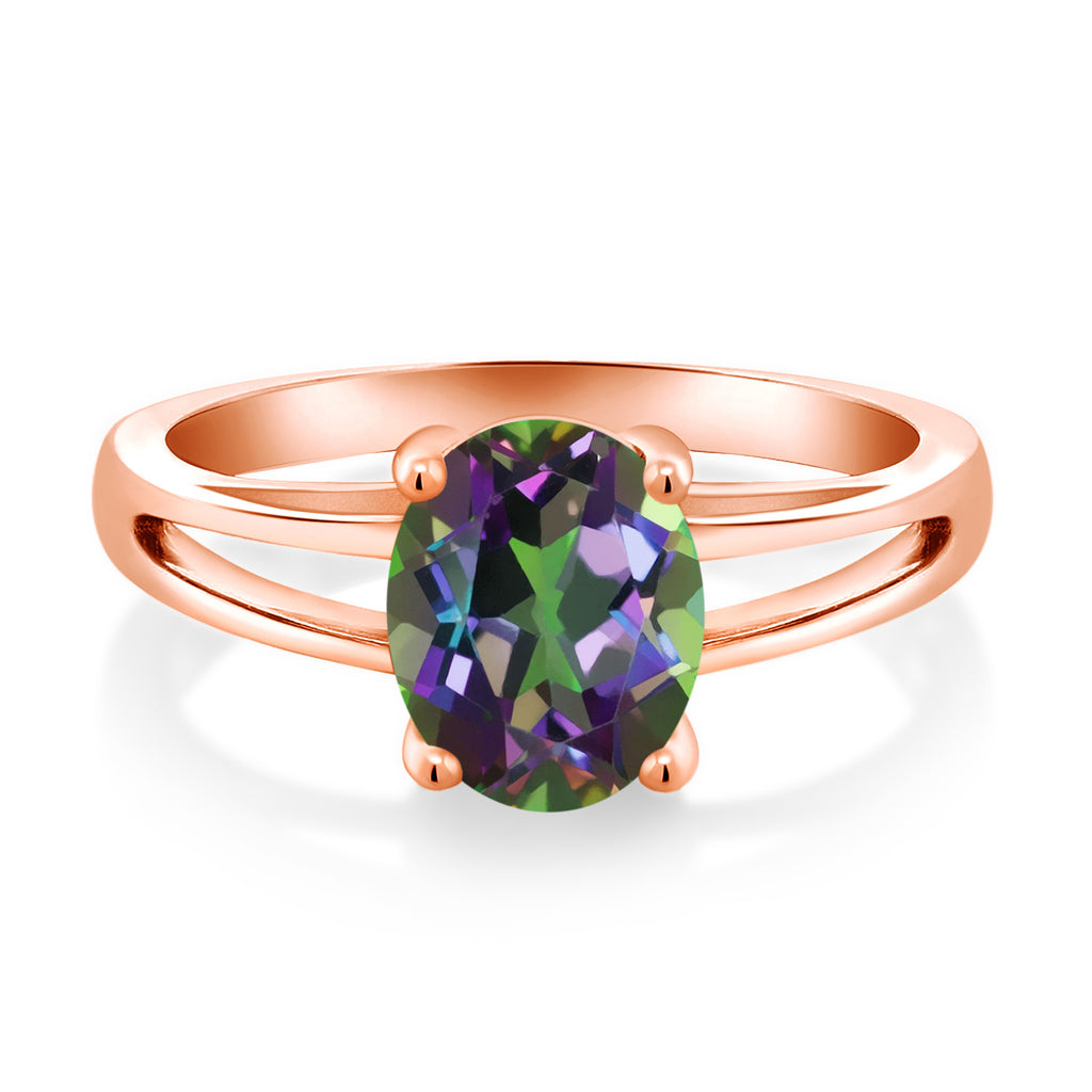 Green Mystic Topaz_9_Ring in 925 Rose Gold Plated Silver