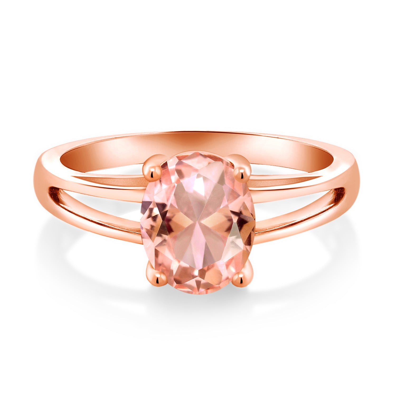 Peach Nano Morganite - October_6_Ring in 925 Rose Gold Plated Silver