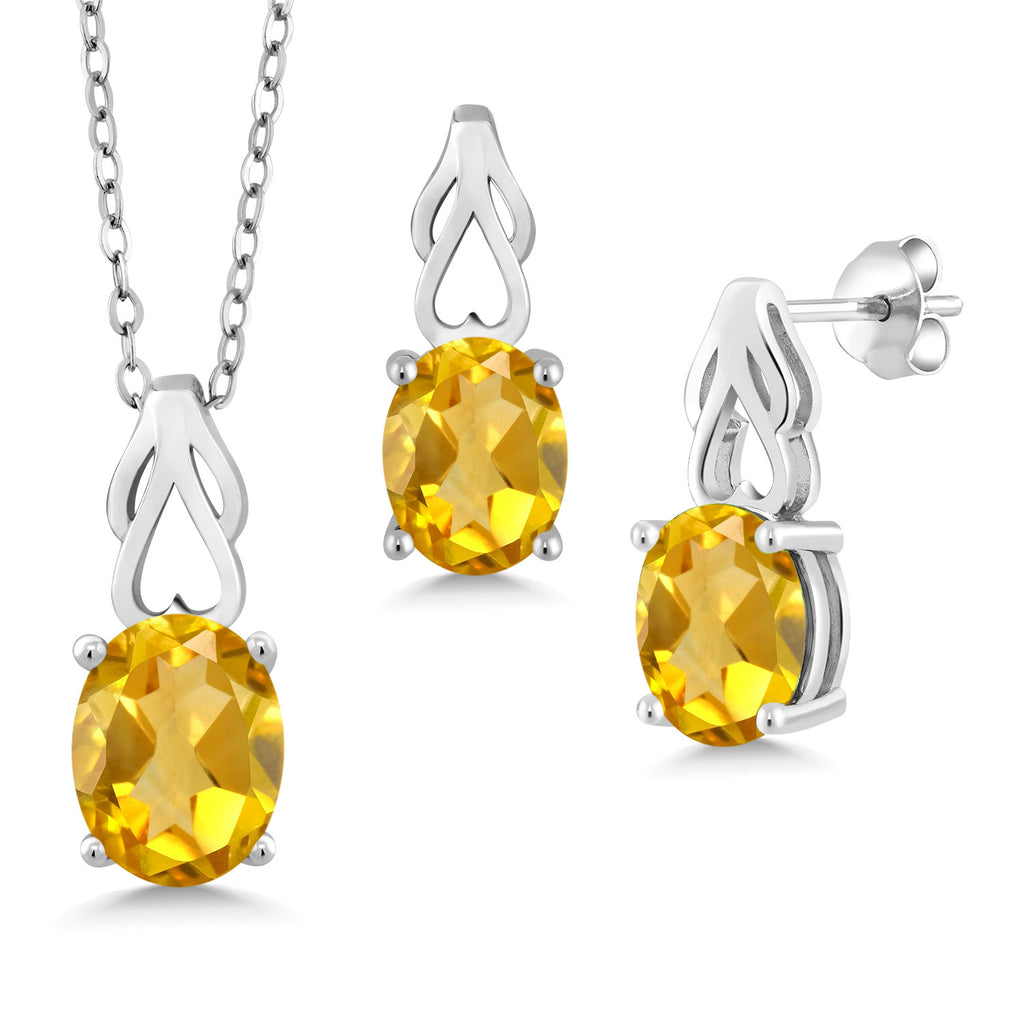 Citrine - November_Pendant Earrings Set in 925 Sterling Silver