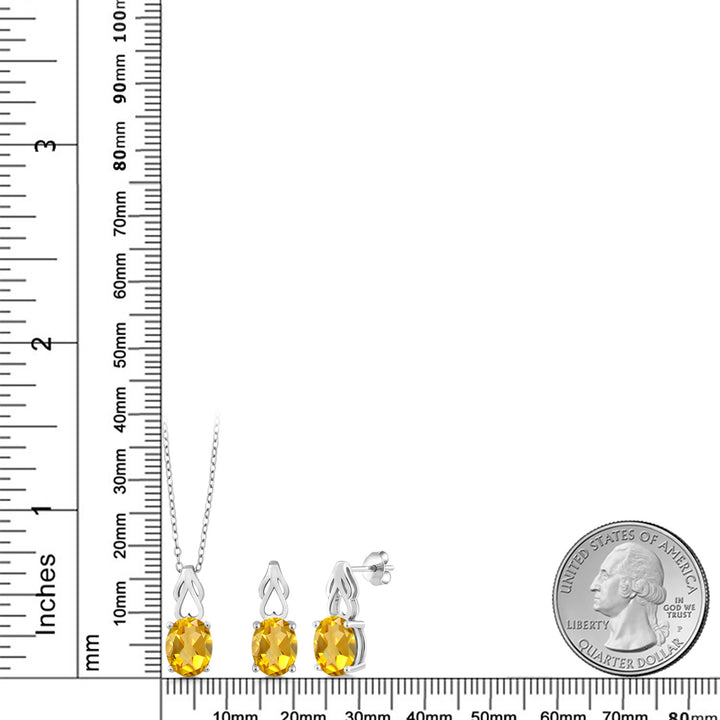 Pendant Earrings Set in 925 Sterling Silver