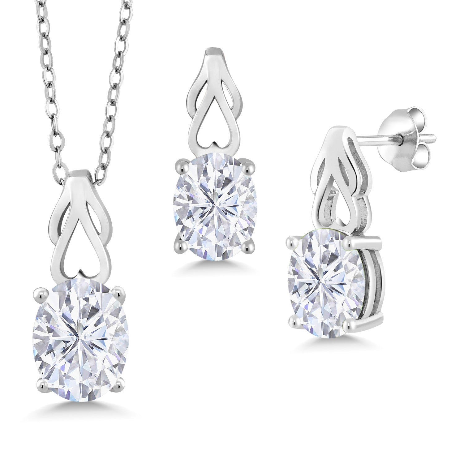 Moissanite - April_Pendant Earrings Set in 925 Sterling Silver