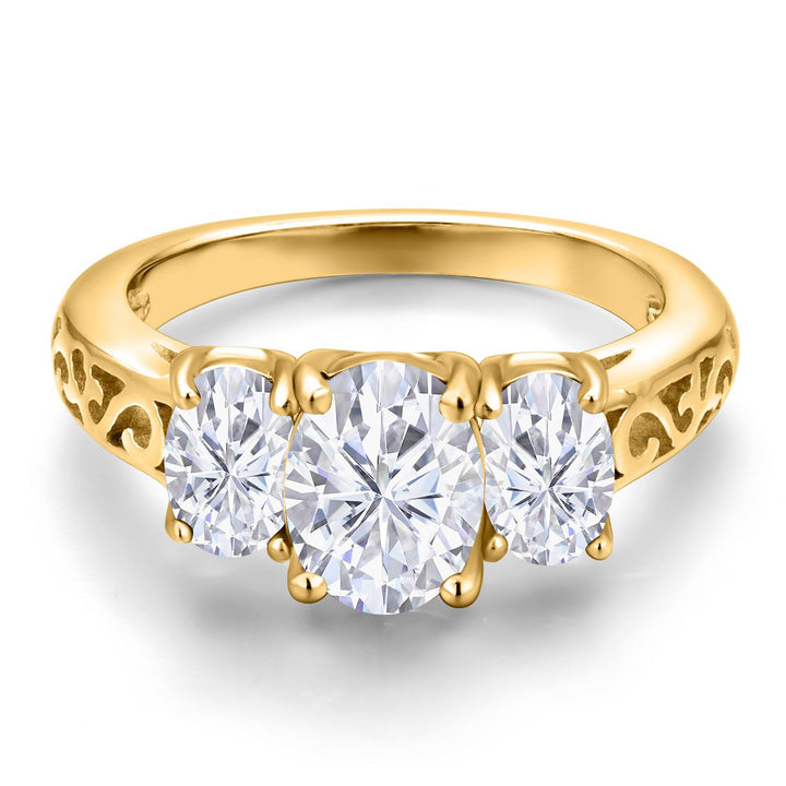 Pink Moissanite - April_5_Ring in 925 Yellow Gold Plated Silver
