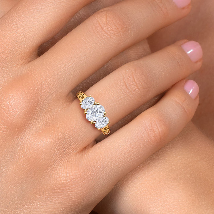Pink Moissanite - April_5_Ring in 925 Yellow Gold Plated Silver