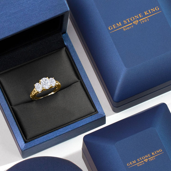 Pink Moissanite - April_5_Ring in 925 Yellow Gold Plated Silver