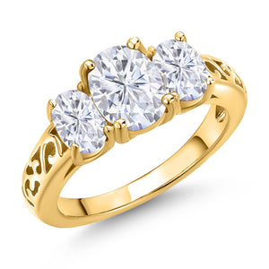 Pink Moissanite - April_5_Ring in 925 Yellow Gold Plated Silver