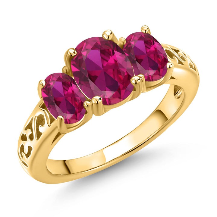 Created Ruby - July_9_Ring in 925 Yellow Gold Plated Silver