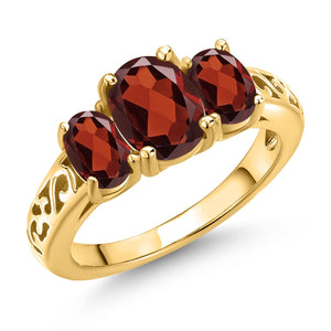 Garnet - January_5_Ring in 925 Yellow Gold Plated Silver