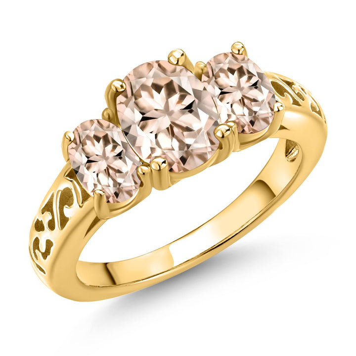 Morganite - October_7_Ring in 925 Yellow Gold Plated Silver