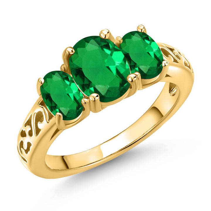 Nano Emerald - May_8_Ring in 925 Yellow Gold Plated Silver