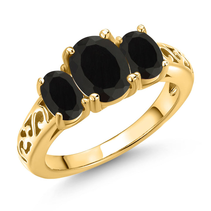 Onyx - December_8_Ring in 925 Yellow Gold Plated Silver