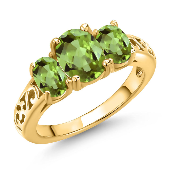 Peridot - August_8_Ring in 925 Yellow Gold Plated Silver