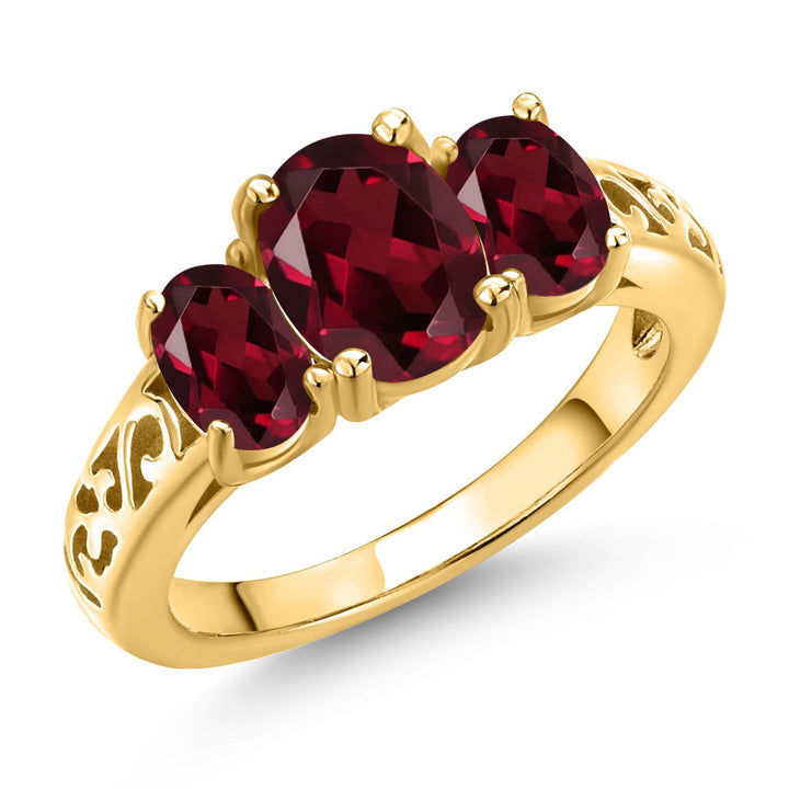 Rhodolite Garnet_6_Ring in 925 Yellow Gold Plated Silver