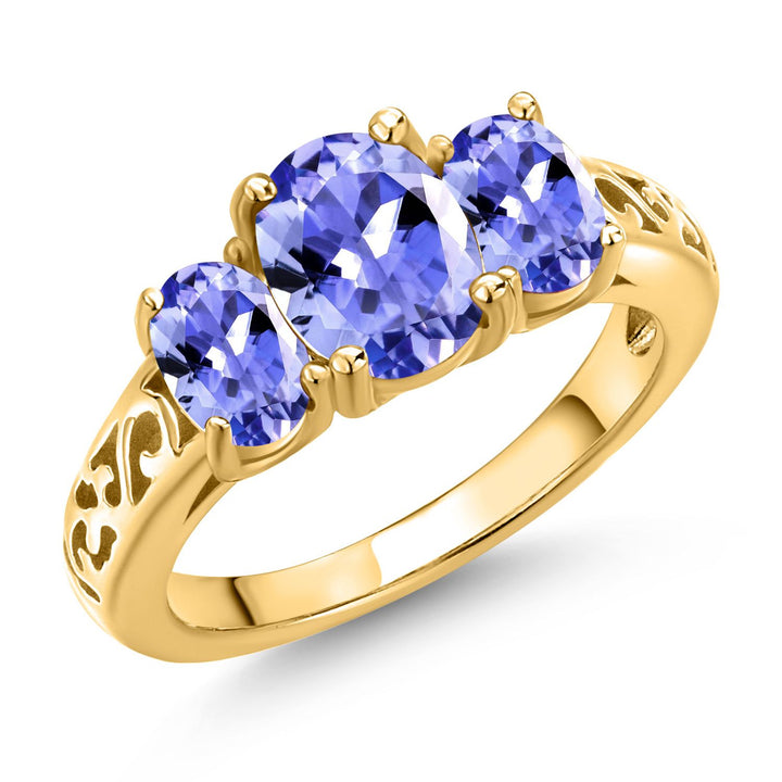 Tanzanite - December_7_Ring in 925 Yellow Gold Plated Silver