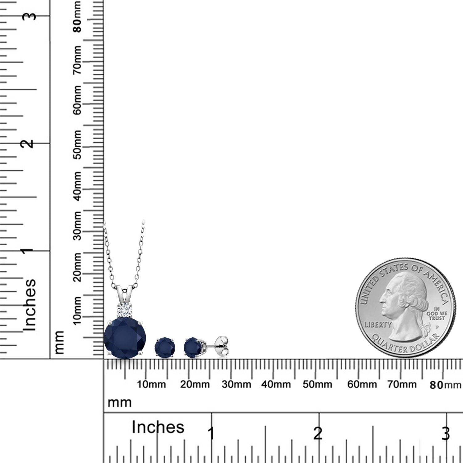 Pendant Earrings Set in 925 Sterling Silver