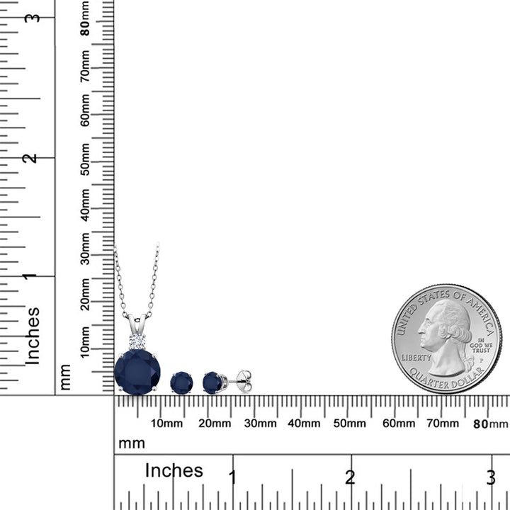 Pendant Earrings Set in 925 Sterling Silver