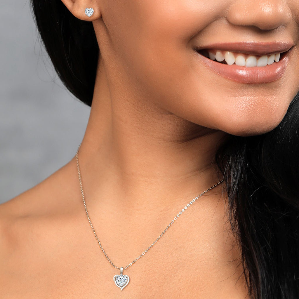Pendant Earrings Set in 925 Sterling Silver
