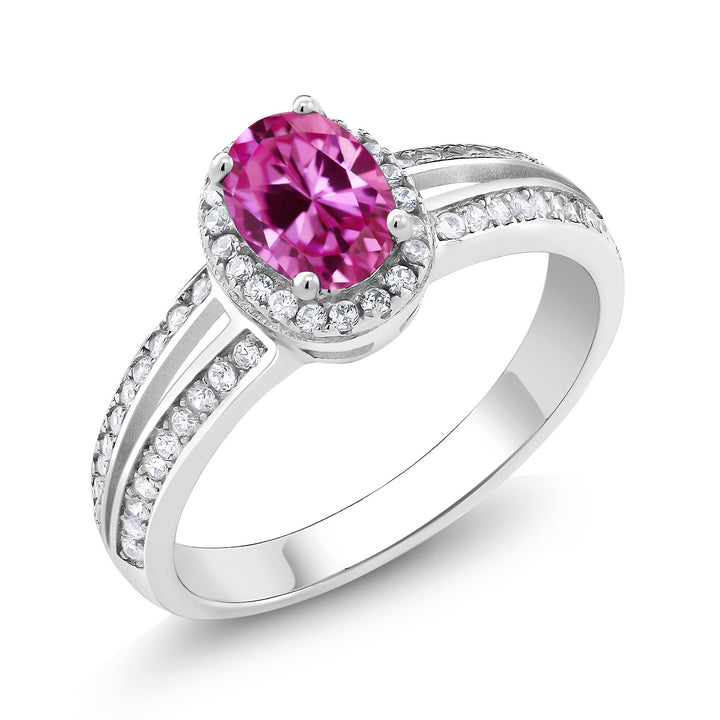 Pink Created Sapphire - September_5_Ring in 925 Sterling Silver