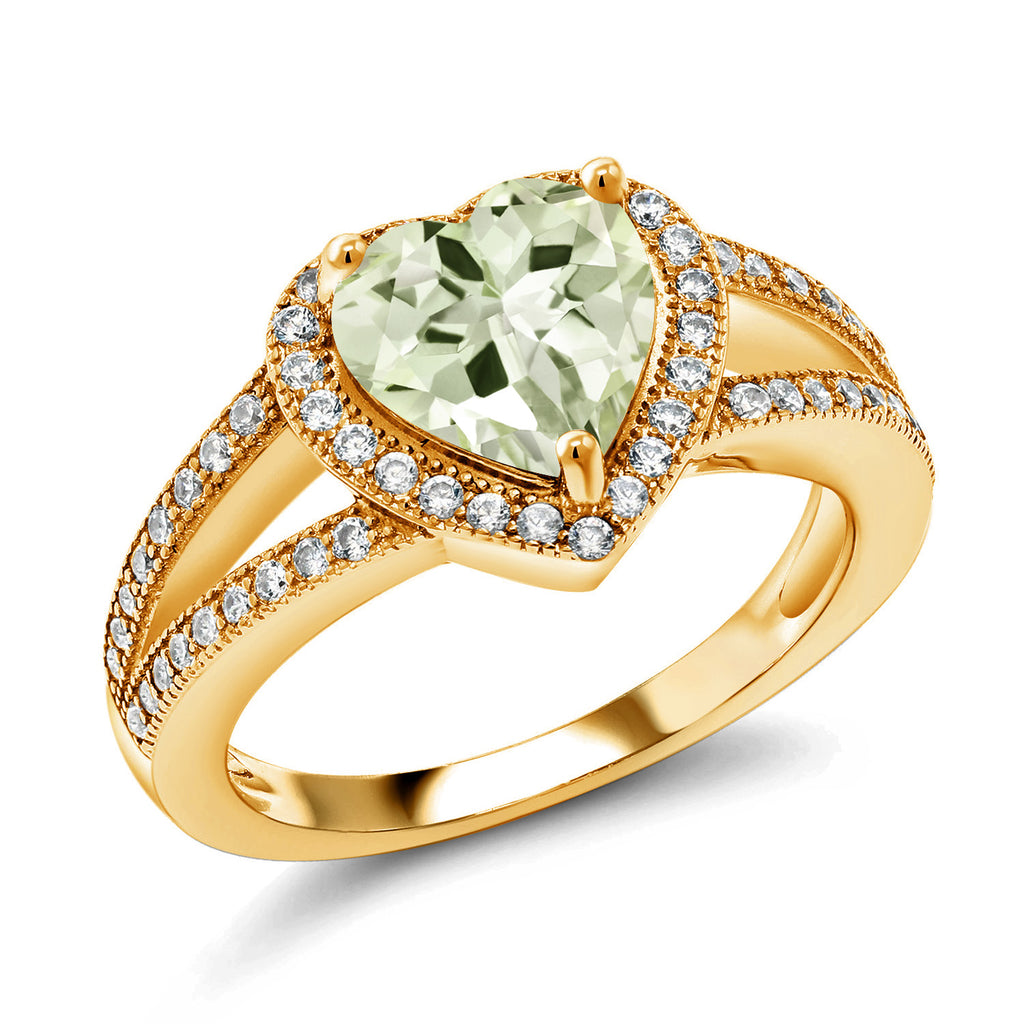 Prasiolite_8_Ring in 925 Yellow Gold Plated Silver