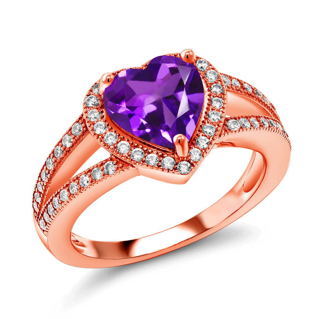 Amethyst - February_8_Ring in 925 Rose Gold Plated Silver