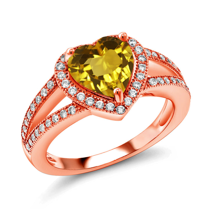Citrine - November_5_Ring in 925 Rose Gold Plated Silver