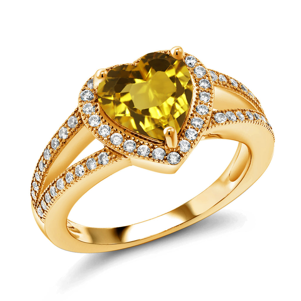 Citrine - November_9_Ring in 925 Yellow Gold Plated Silver