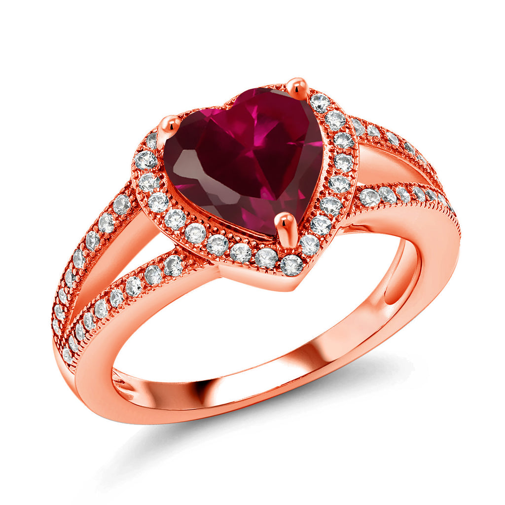 Created Ruby - July_6_Ring in 925 Rose Gold Plated Silver