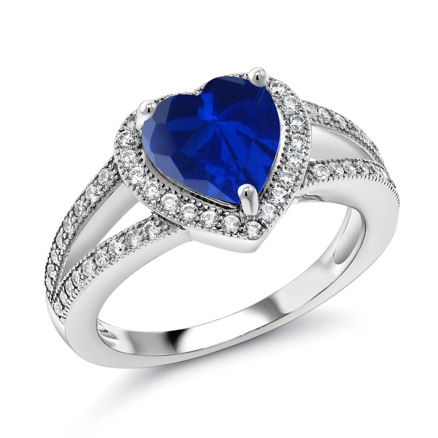 Blue Created Sapphire - September_9_Ring in 925 Sterling Silver