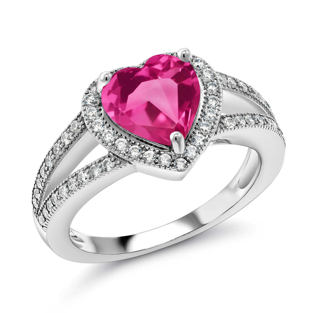 Pink Created Sapphire_9_Ring in 925 Sterling Silver