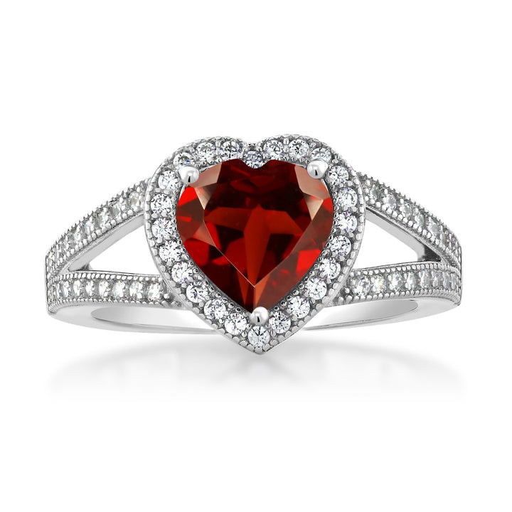 Garnet and Moissanite_8_Ring in 925 Sterling Silver