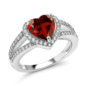 Garnet and Moissanite_8_Ring in 925 Sterling Silver