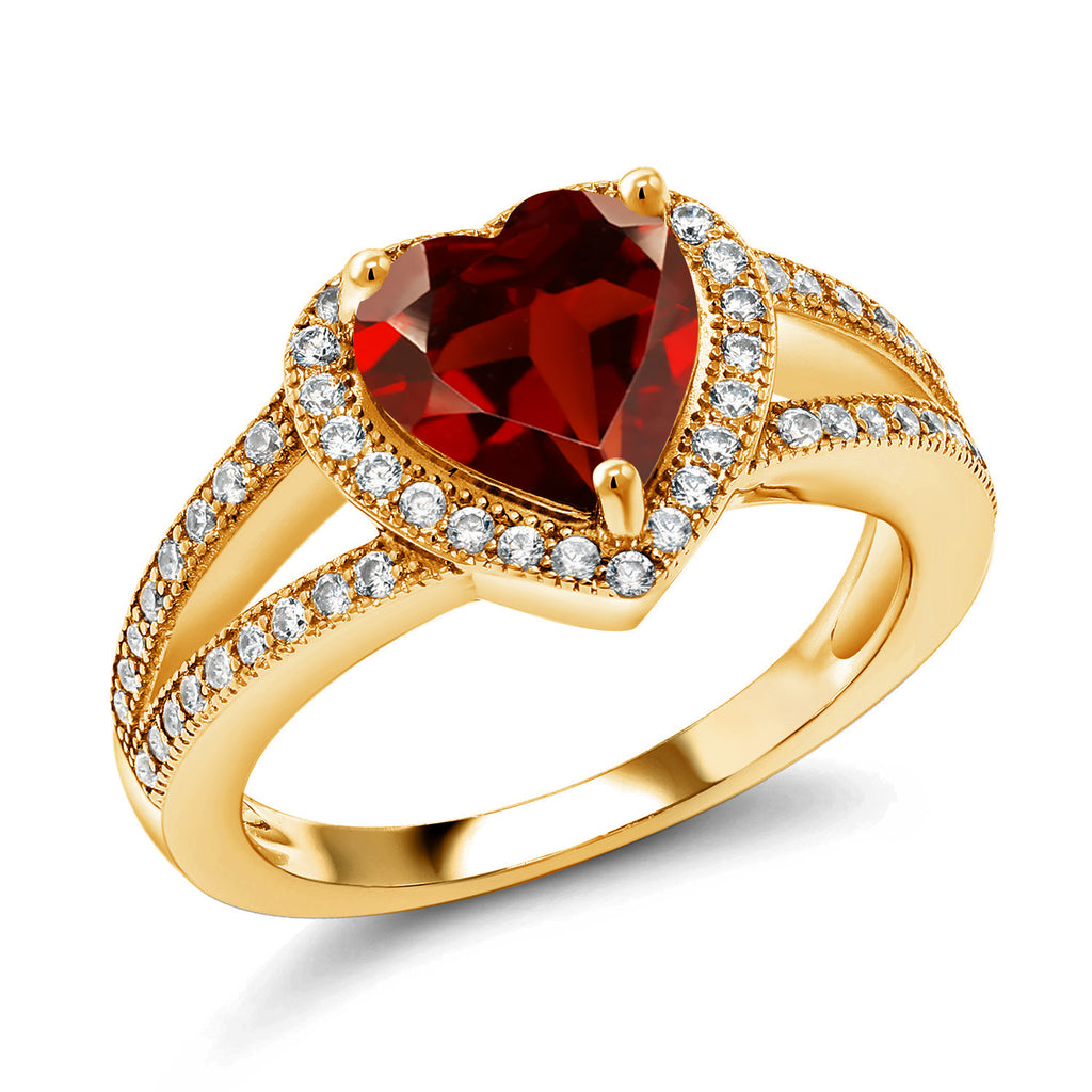 Garnet - January_5_Ring in 925 Yellow Gold Plated Silver