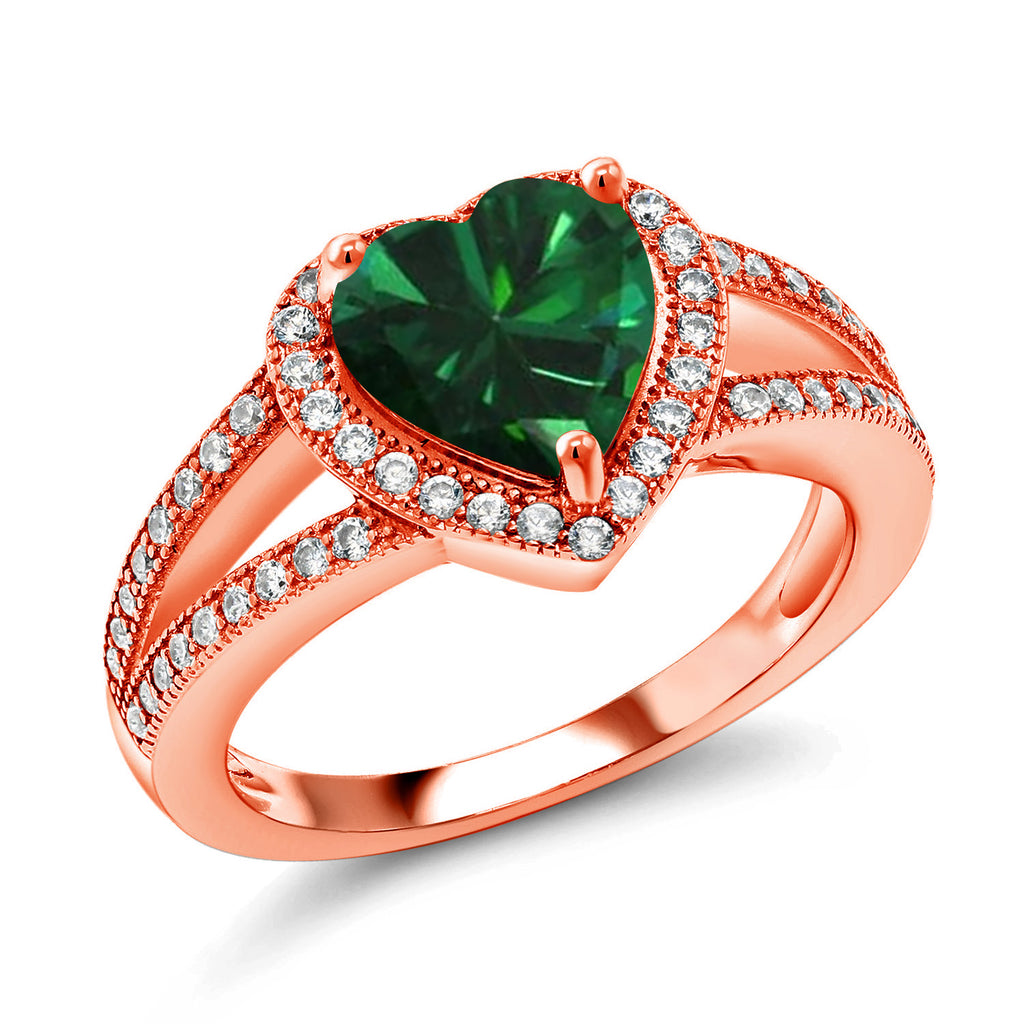 Nano Emerald - May_6_Ring in 925 Rose Gold Plated Silver