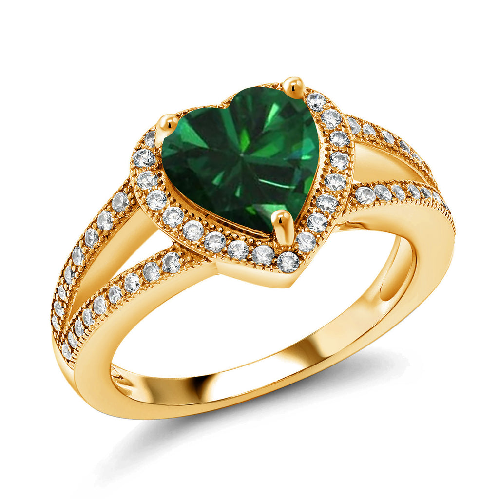 Nano Emerald - May_8_Ring in 925 Yellow Gold Plated Silver