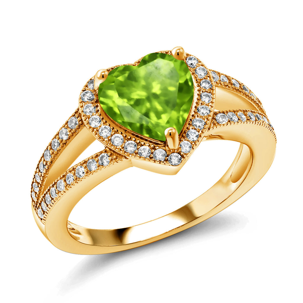 Peridot - August_8_Ring in 925 Yellow Gold Plated Silver