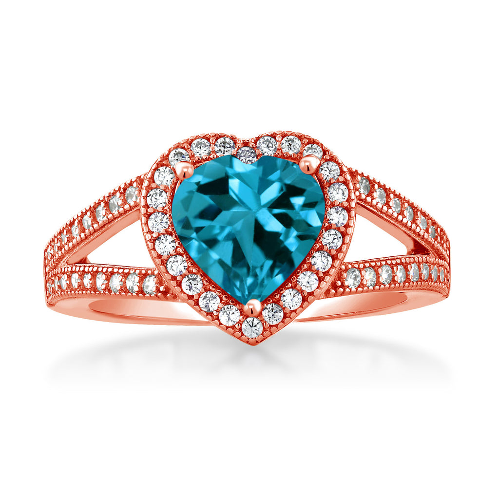 Topaz and Moissanite_7_Ring in 925 Rose Gold Plated Silver