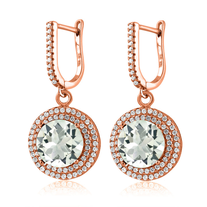 Prasiolite_Earrings in 925 Rose Gold Plated Silver