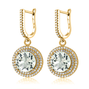 Prasiolite_Earrings in 925 Yellow Gold Plated Silver