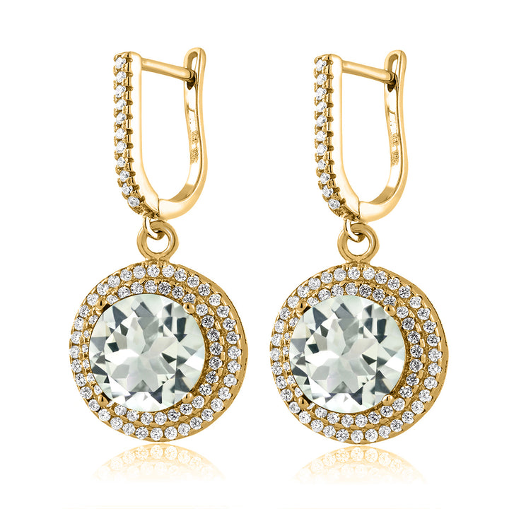 Prasiolite_Earrings in 925 Yellow Gold Plated Silver
