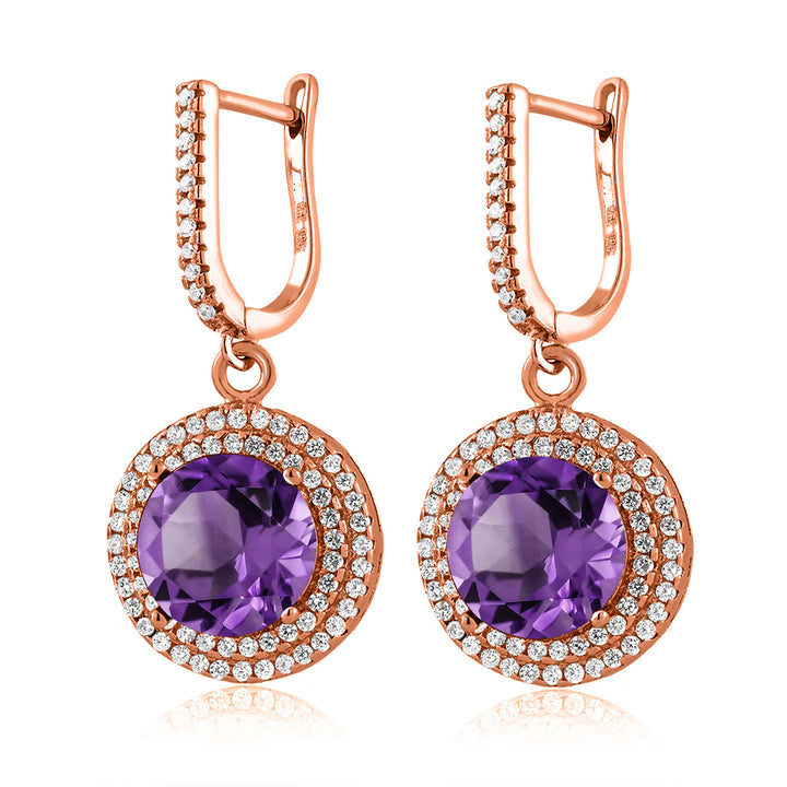 Amethyst - February_Earrings in 925 Rose Gold Plated Silver