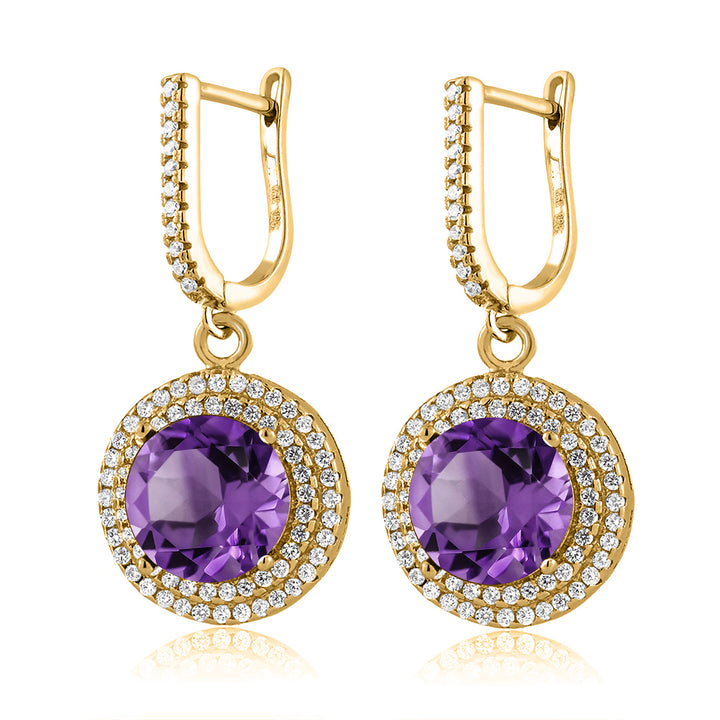 Amethyst - February_Earrings in 925 Yellow Gold Plated Silver