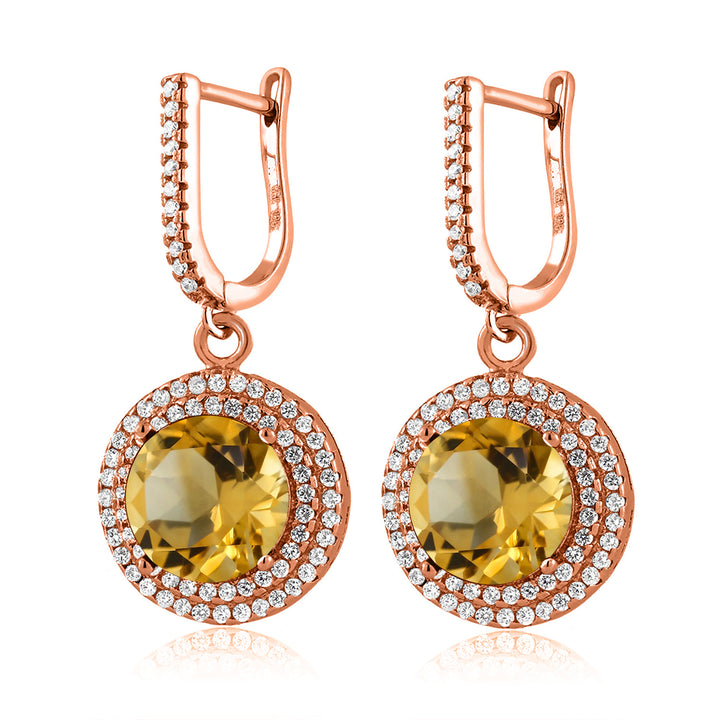 Citrine - November_Earrings in 925 Rose Gold Plated Silver