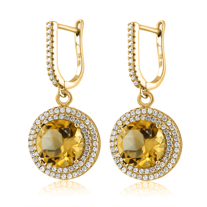 Citrine - November_Earrings in 925 Yellow Gold Plated Silver